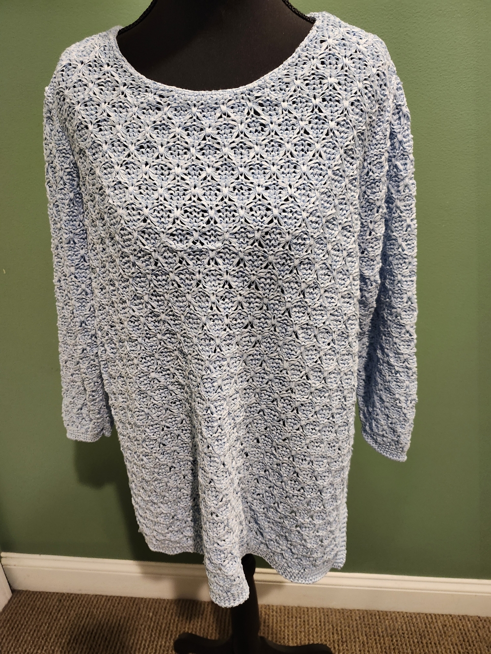 Dana Buchman Light Blue Open Knit Sweater